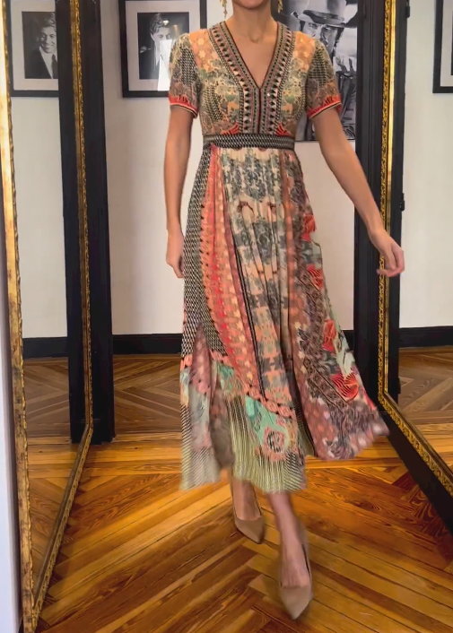 Vintage Brown Striped Dress