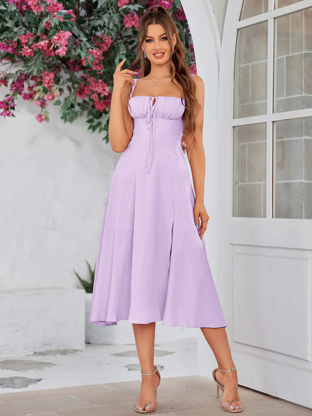 🔥🌸Spring Special Sale 49% off 💐💐Ruched Bust Split Thigh Cami Dress
