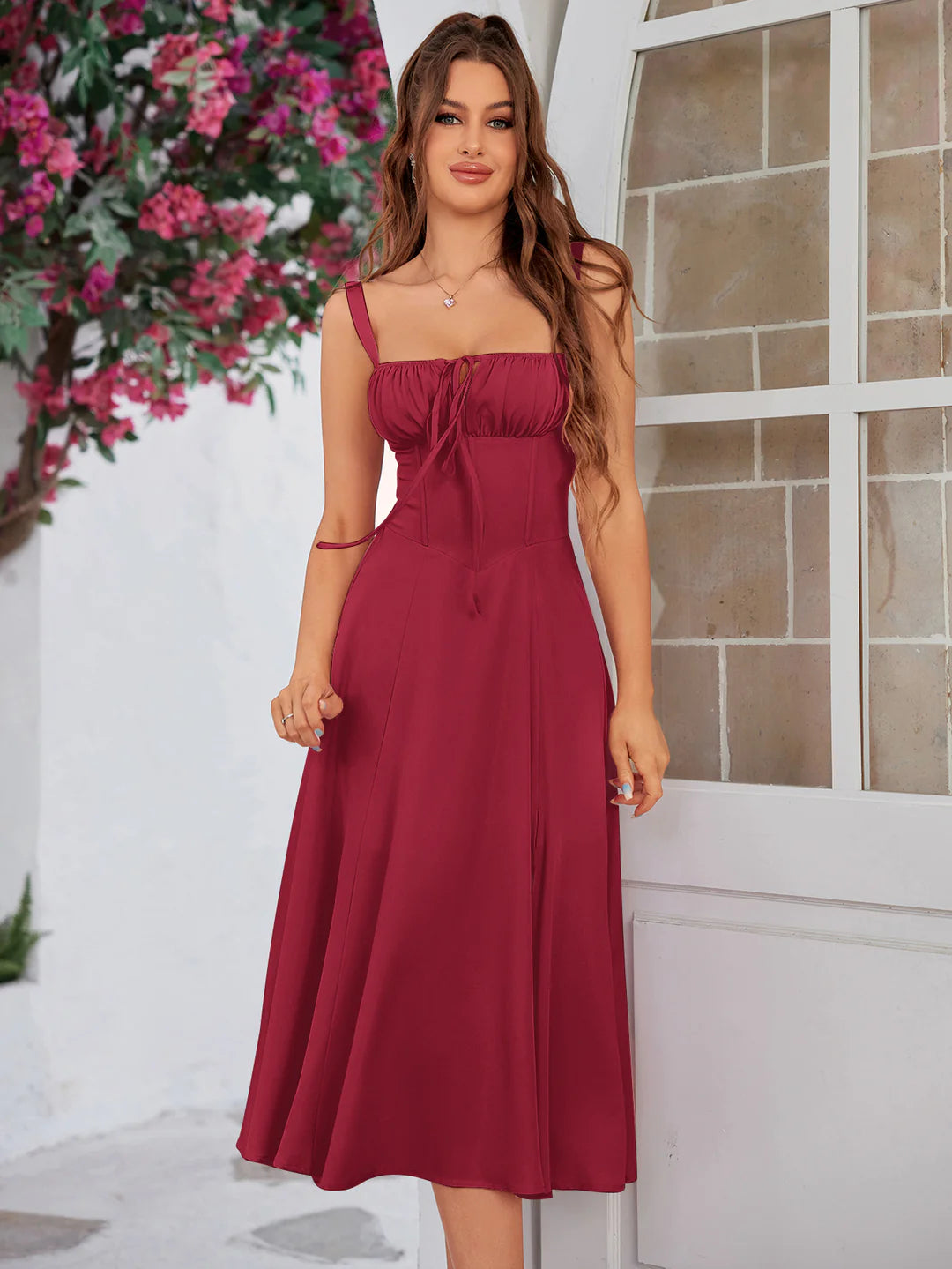 🔥🌸Spring Special Sale 49% off 💐💐Ruched Bust Split Thigh Cami Dress