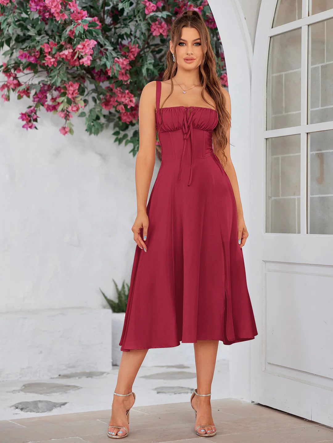 🔥🌸Spring Special Sale 49% off 💐💐Ruched Bust Split Thigh Cami Dress