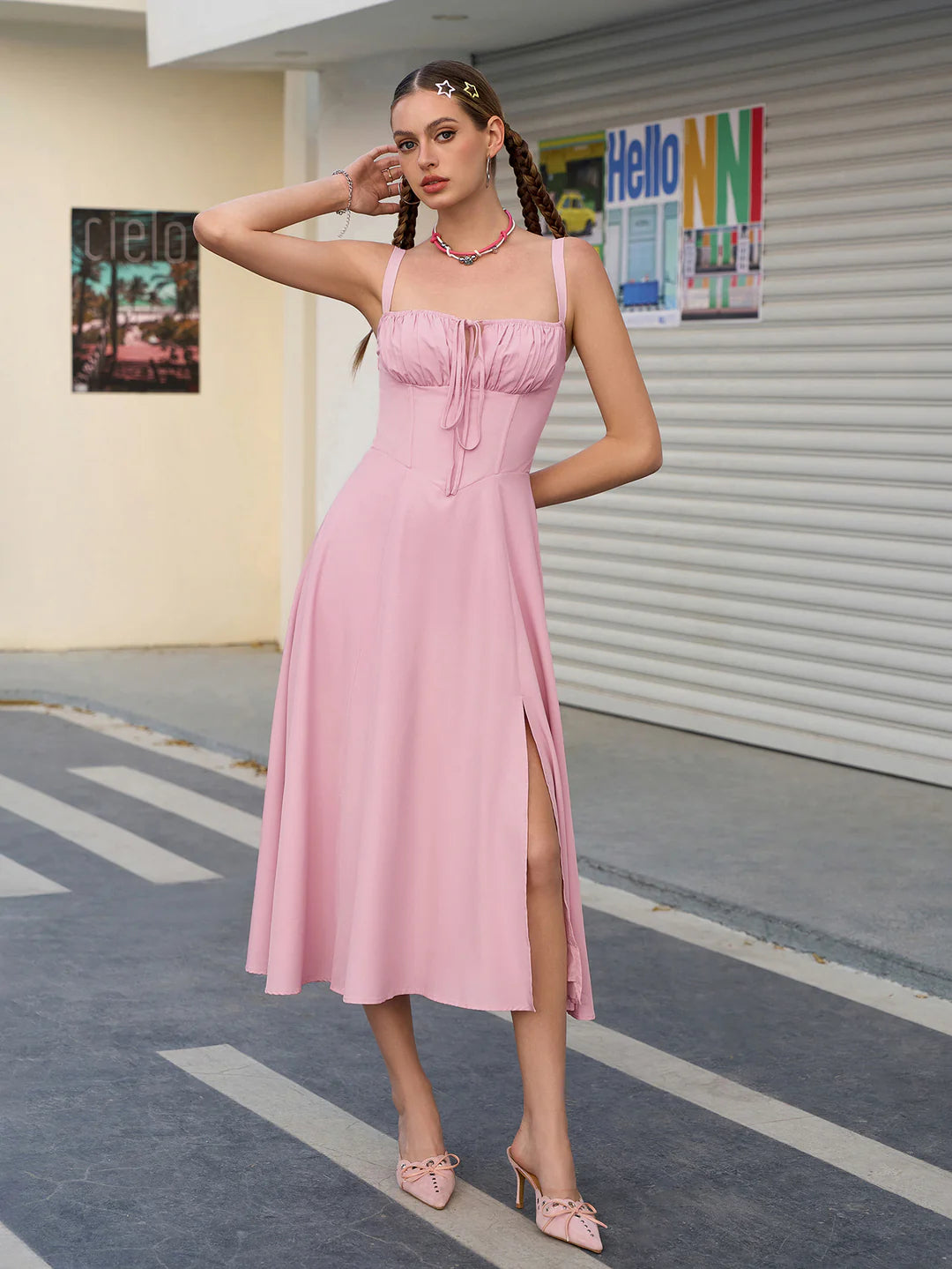 🔥🌸Spring Special Sale 49% off 💐💐Ruched Bust Split Thigh Cami Dress