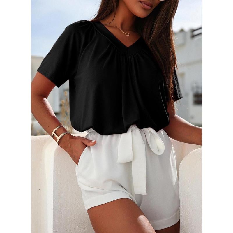🔥Mother's Day Pre-sale - 50% OFF🔥Women's Casual Summer Short Sleeve V Neck Tops T-shirts