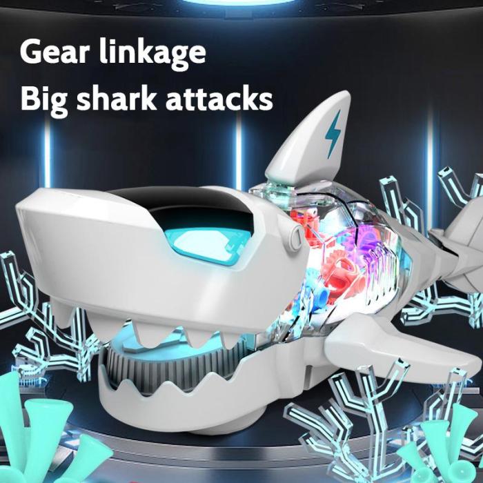 🔥Big Promotion 49% OFF💥Electric Gear Shark Simulation Light Music Swing Universal Mechanical Shark Sea Animal Electric Toy
