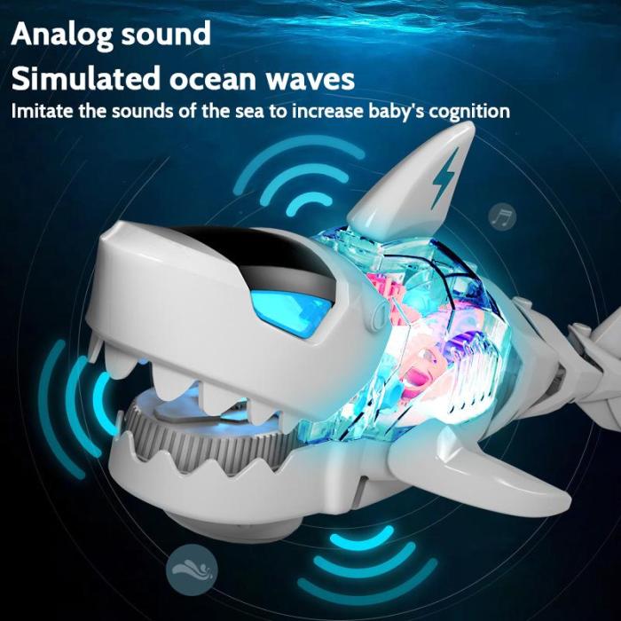 🔥Big Promotion 49% OFF💥Electric Gear Shark Simulation Light Music Swing Universal Mechanical Shark Sea Animal Electric Toy