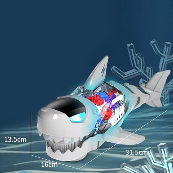 🔥Big Promotion 49% OFF💥Electric Gear Shark Simulation Light Music Swing Universal Mechanical Shark Sea Animal Electric Toy