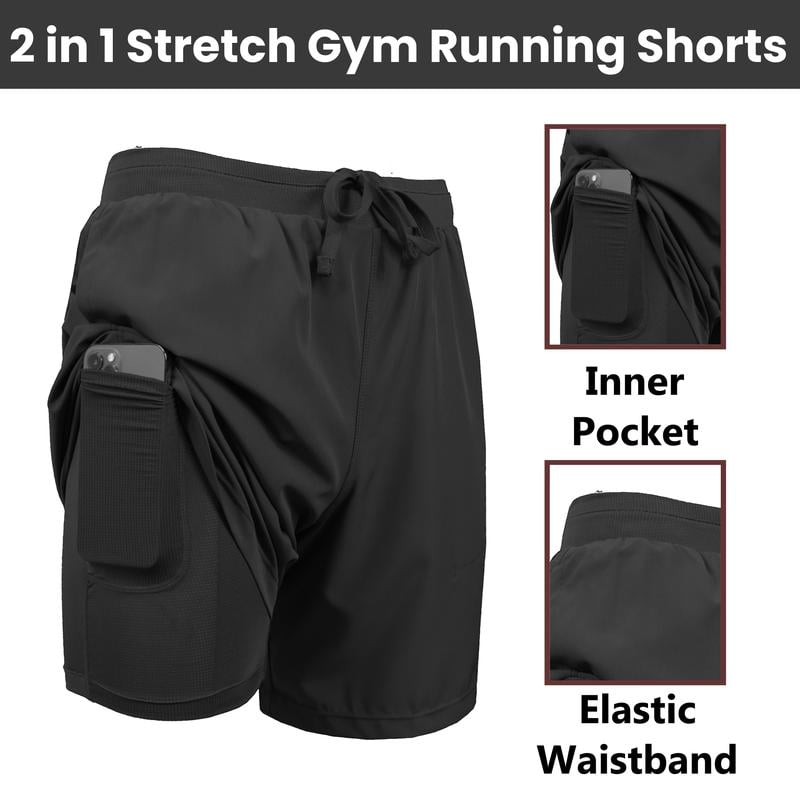 🔥Big Promotion 49% OFF💥Men's 2 in 1 Stretch Active Quick Dry Gym Running Shorts With Liner