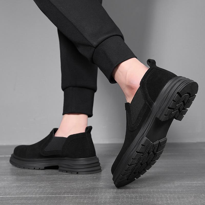 Black Leather Big Head Shoes