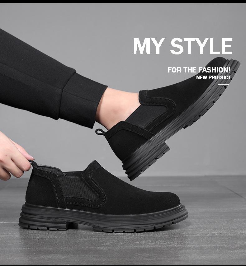 Black Leather Big Head Shoes