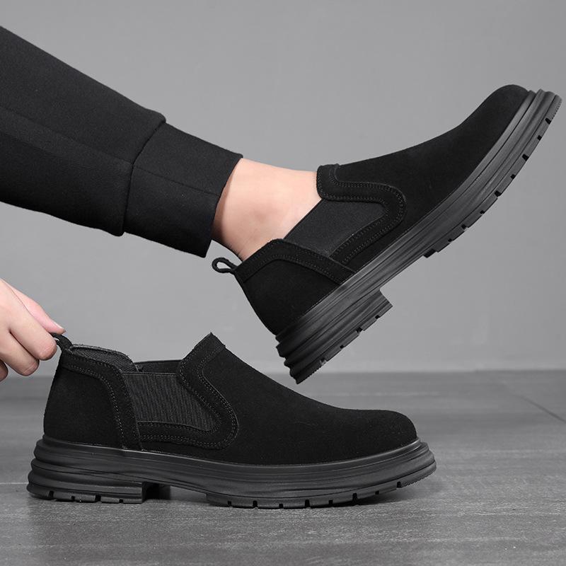 Black Leather Big Head Shoes