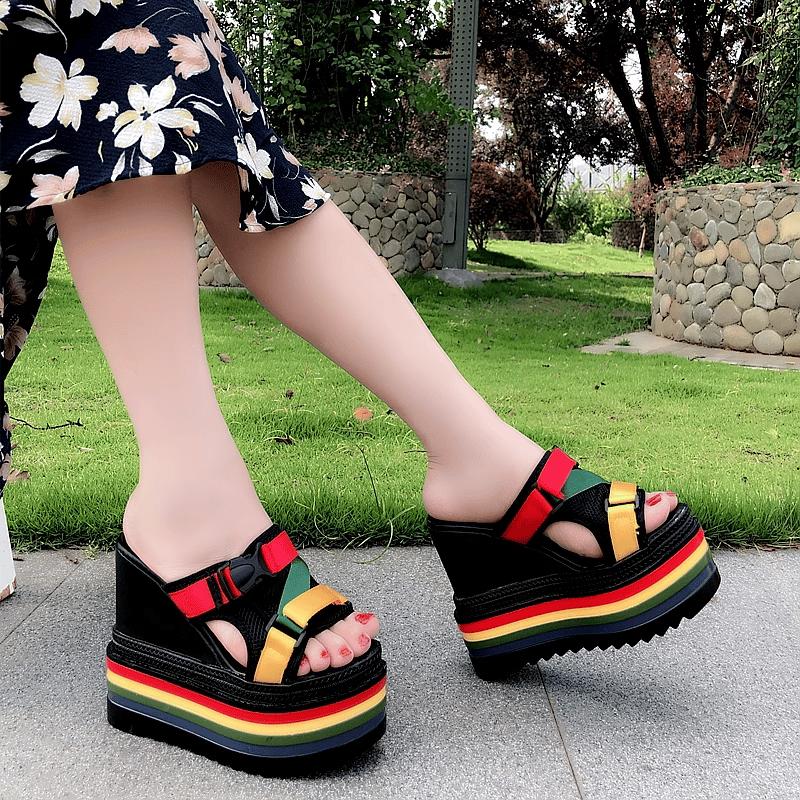 14cm height increasing color slippers