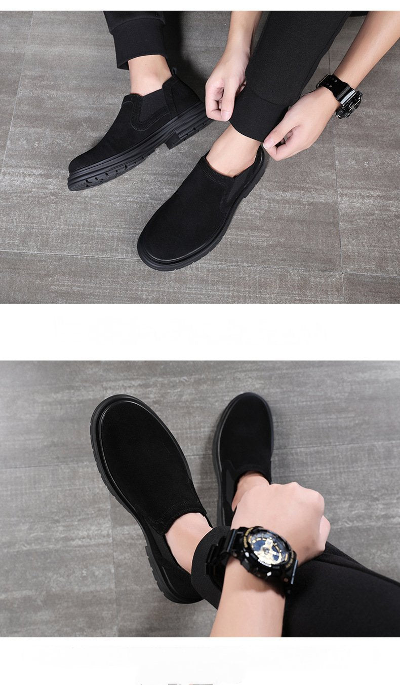 Black Leather Big Head Shoes
