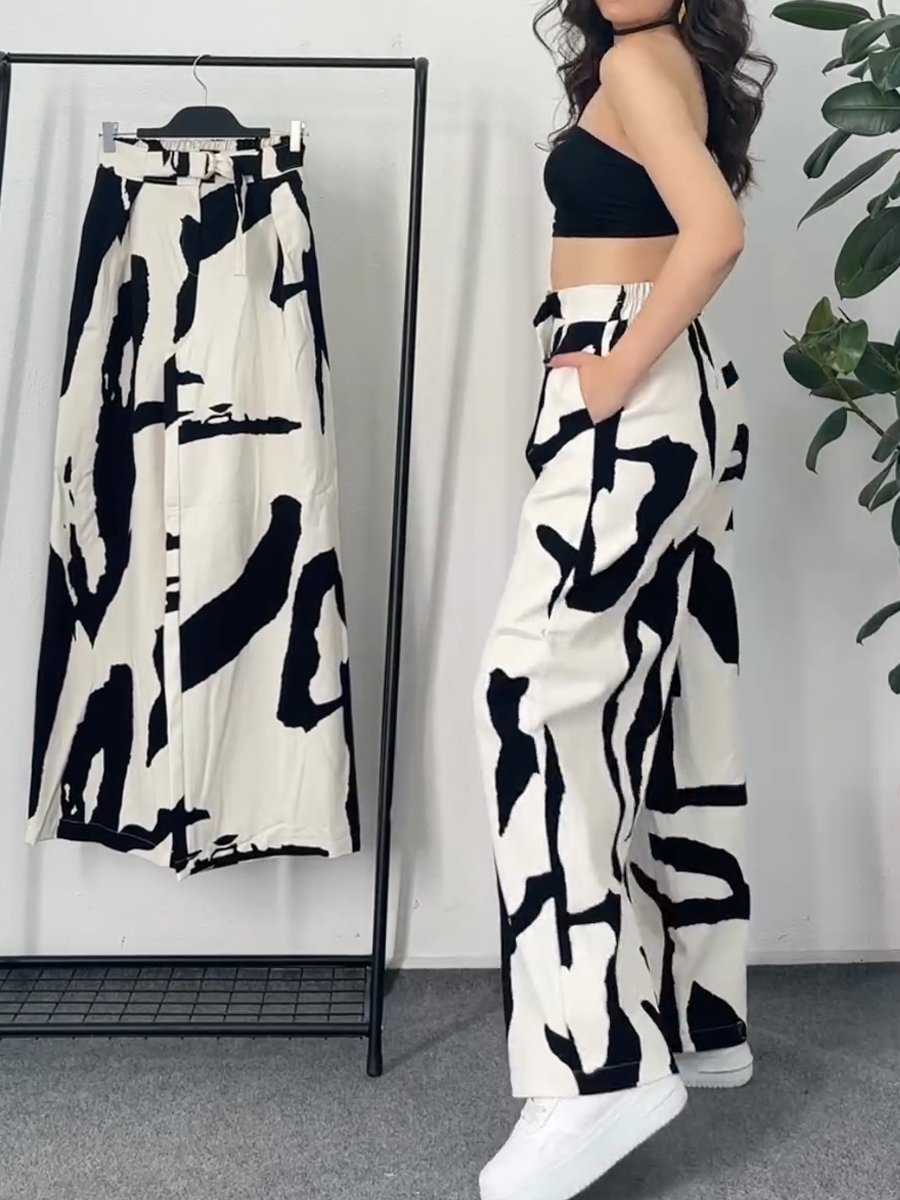 Women's printed wide leg pants