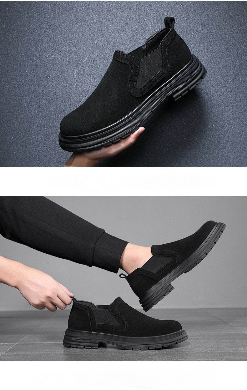 Black Leather Big Head Shoes