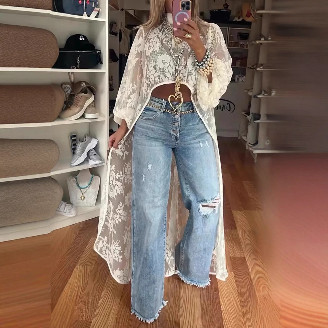🔥🌸Spring Special Sale 49% off 💐Round Neck Lace Short Front and Long Back Casual Top
