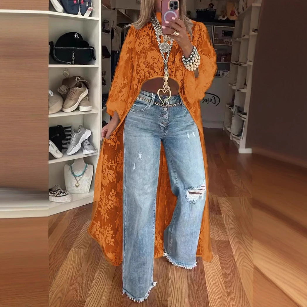 🔥🌸Spring Special Sale 49% off 💐Round Neck Lace Short Front and Long Back Casual Top