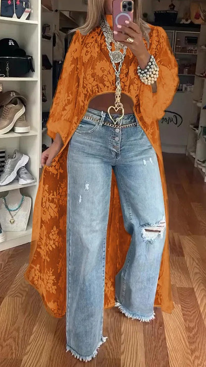 🔥🌸Spring Special Sale 49% off 💐Round Neck Lace Short Front and Long Back Casual Top