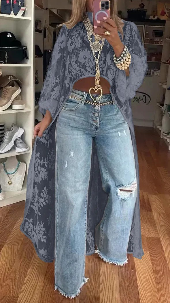 🔥🌸Spring Special Sale 49% off 💐Round Neck Lace Short Front and Long Back Casual Top