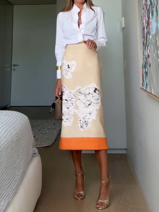 Apricot floral skirt