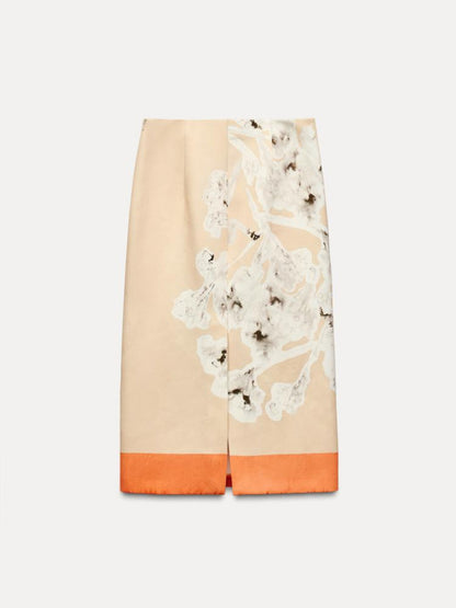 Apricot floral skirt