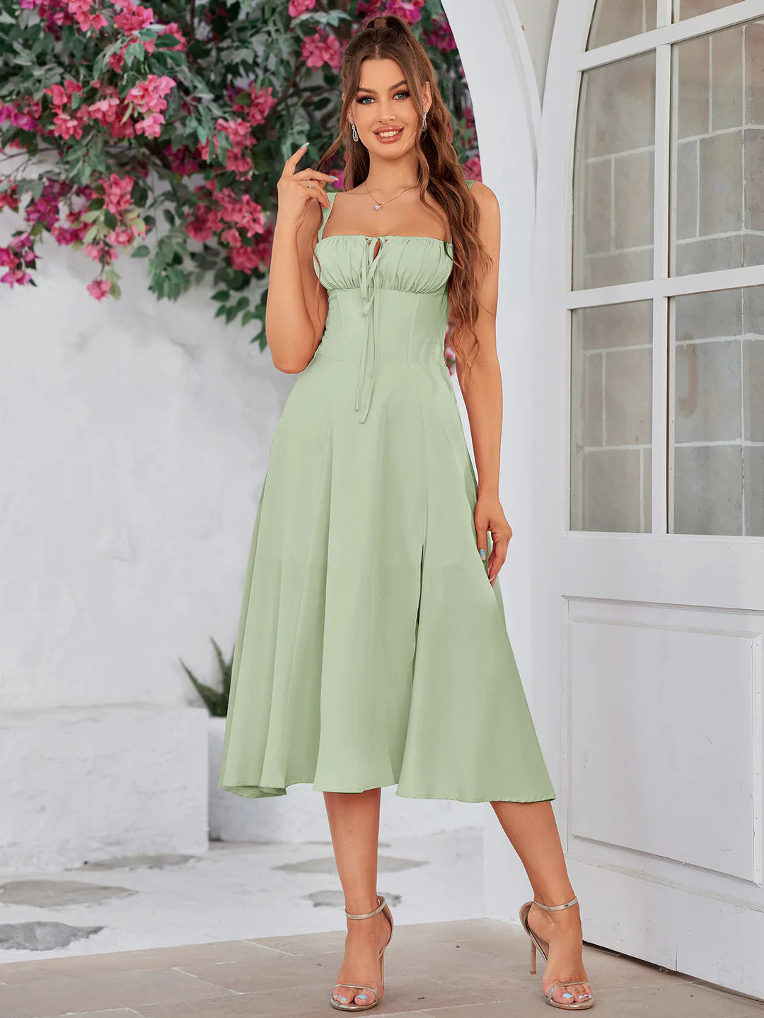 🔥🌸Spring Special Sale 49% off 💐💐Ruched Bust Split Thigh Cami Dress