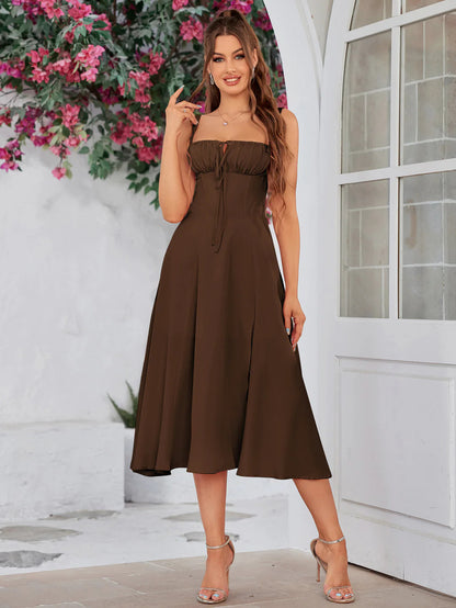 🔥🌸Spring Special Sale 49% off 💐💐Ruched Bust Split Thigh Cami Dress