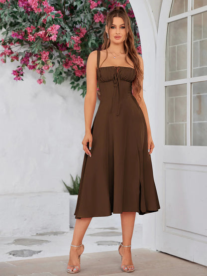 🔥🌸Spring Special Sale 49% off 💐💐Ruched Bust Split Thigh Cami Dress