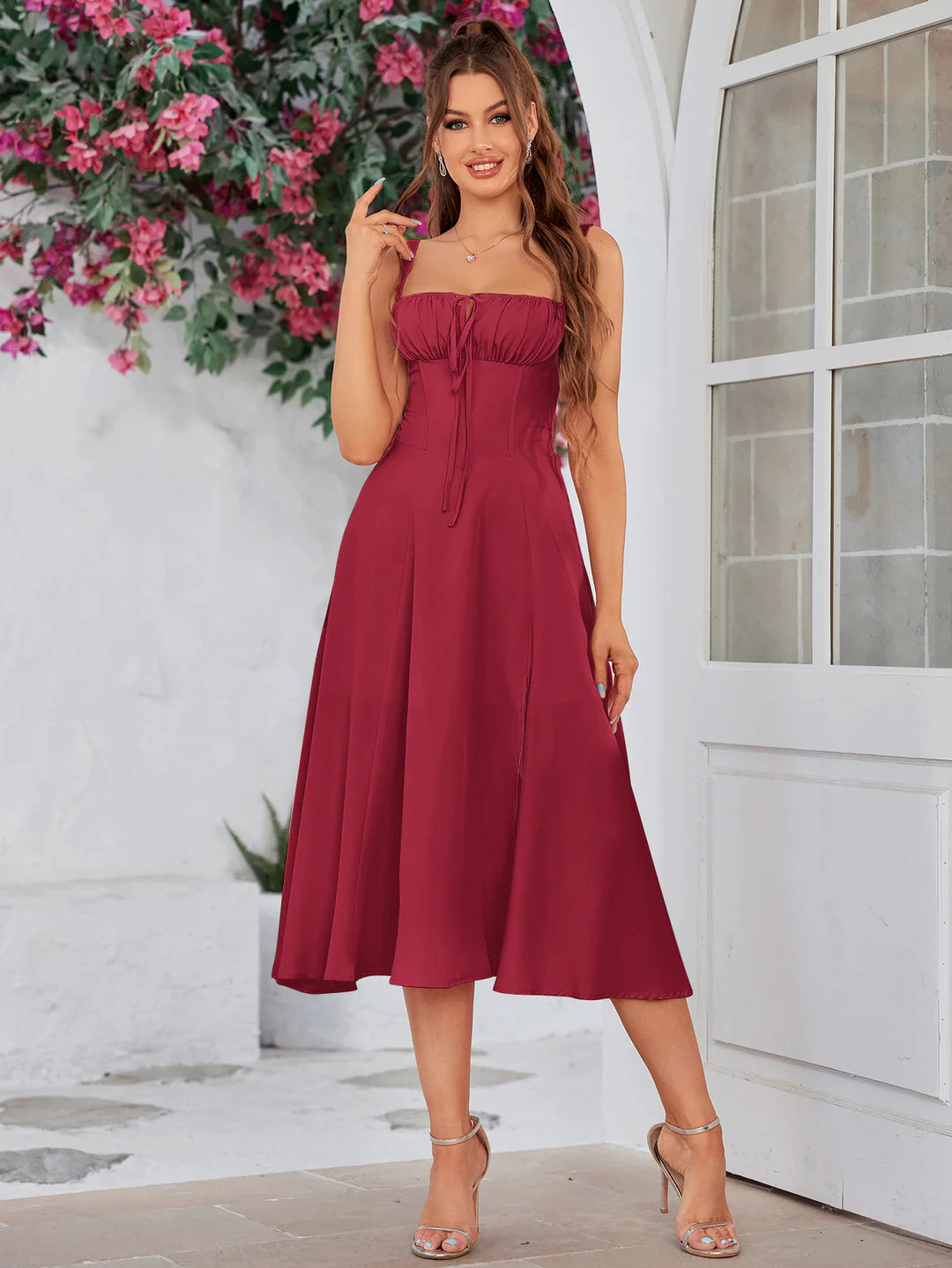 🔥🌸Spring Special Sale 49% off 💐💐Ruched Bust Split Thigh Cami Dress