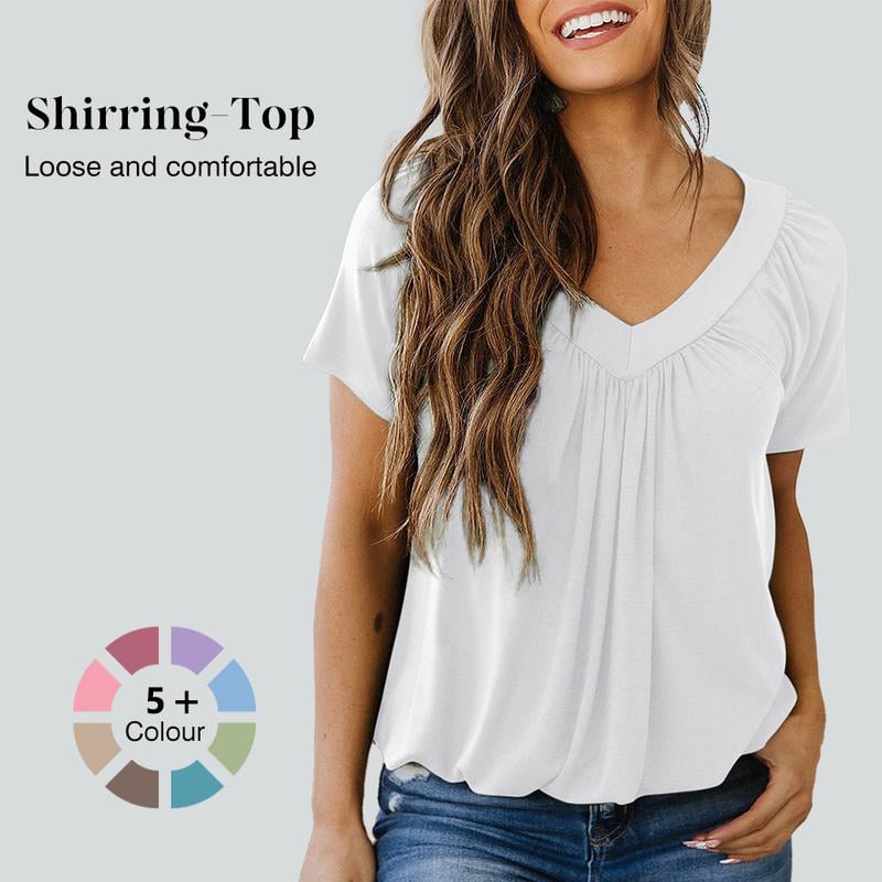 🔥Mother's Day Pre-sale - 50% OFF🔥Women's Casual Summer Short Sleeve V Neck Tops T-shirts