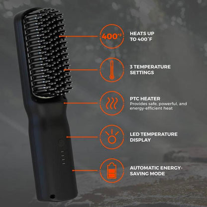 Beard Straightener for Men - 2-in-1 Heated Brush Straightening Comb