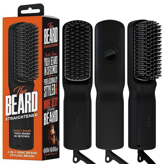 Beard Straightener for Men - 2-in-1 Heated Brush Straightening Comb