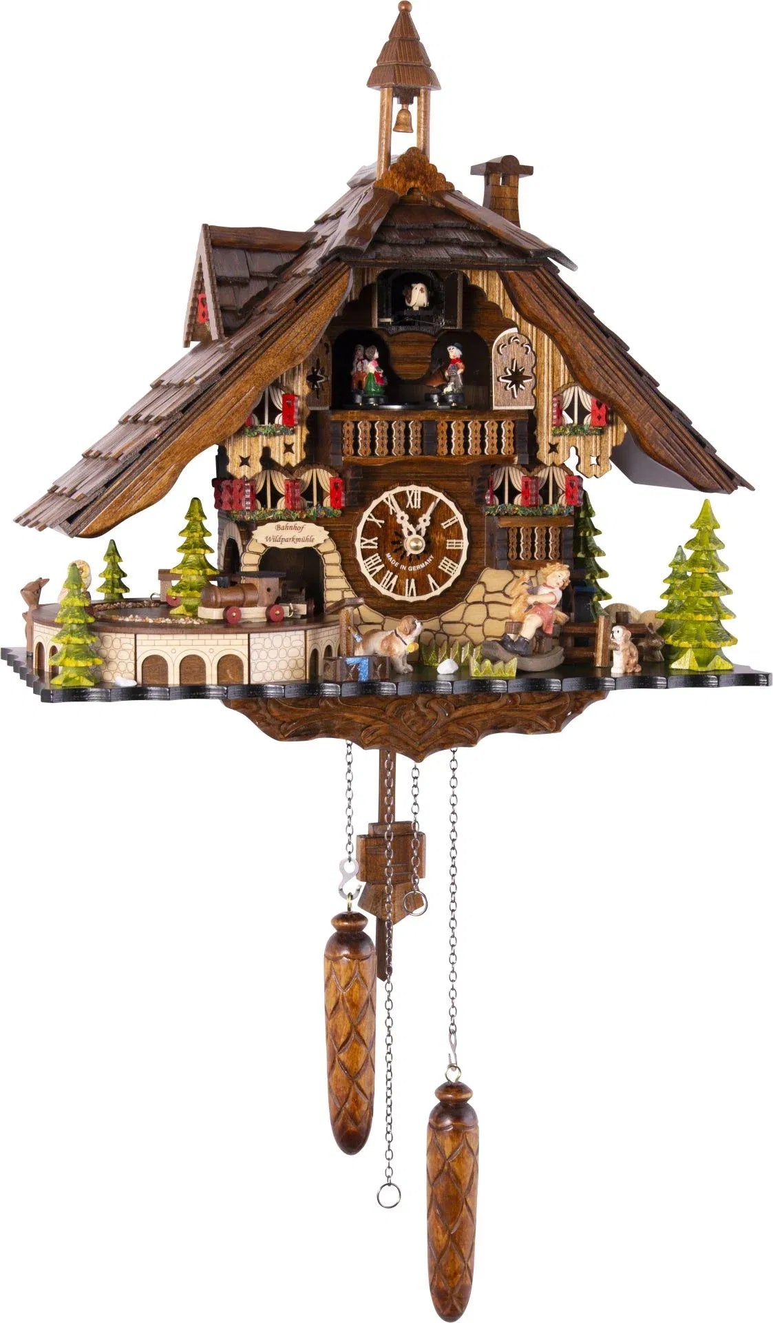 Cuckoo Clock Wildparkmühle Railway Station - Quartz Chalet 33cm - Cuckoo-Palace
