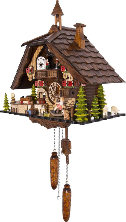 Cuckoo Clock Wildparkmühle Railway Station - Quartz Chalet 33cm - Cuckoo-Palace