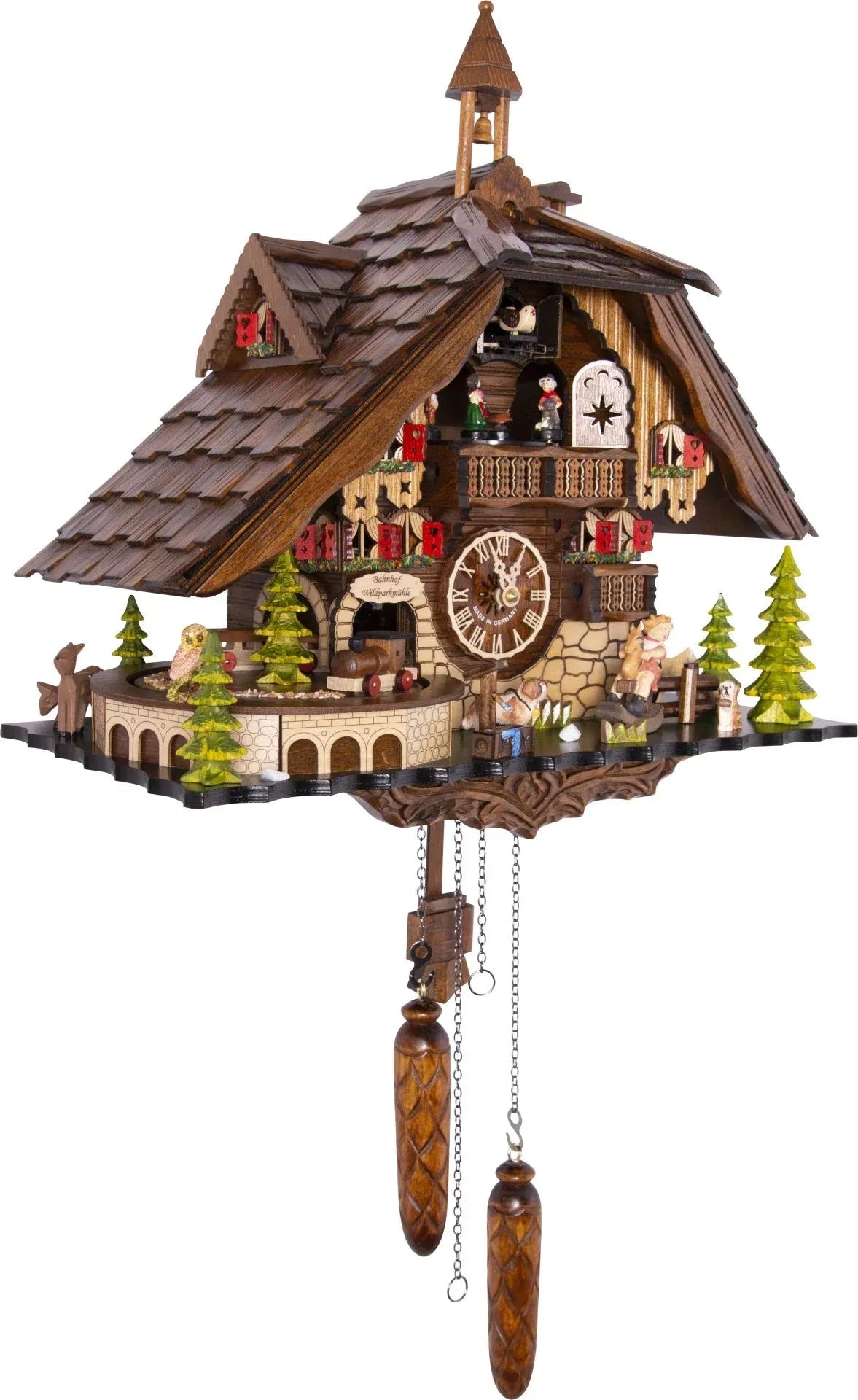 Cuckoo Clock Wildparkmühle Railway Station - Quartz Chalet 33cm - Cuckoo-Palace