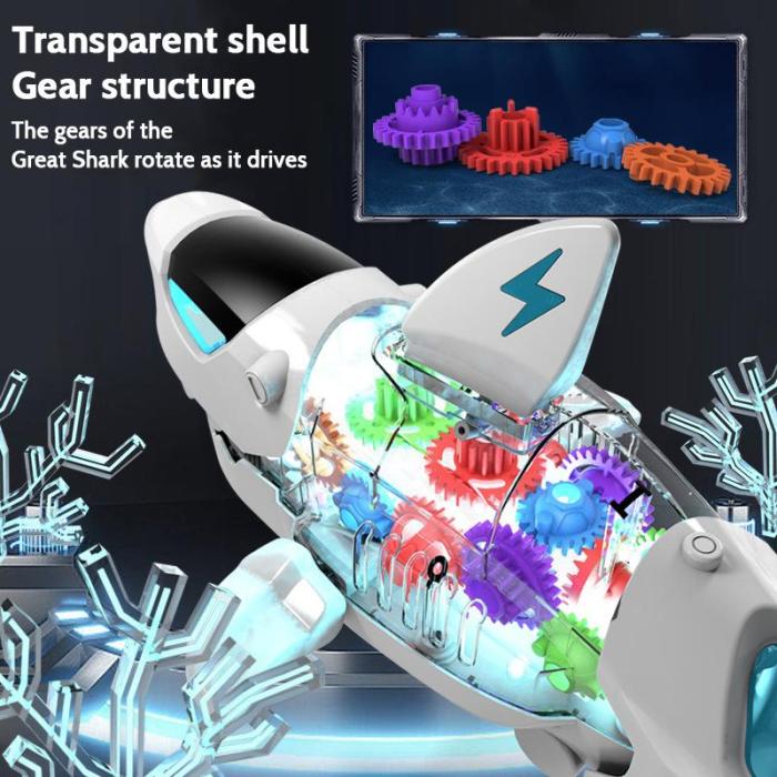 🔥Big Promotion 49% OFF💥Electric Gear Shark Simulation Light Music Swing Universal Mechanical Shark Sea Animal Electric Toy