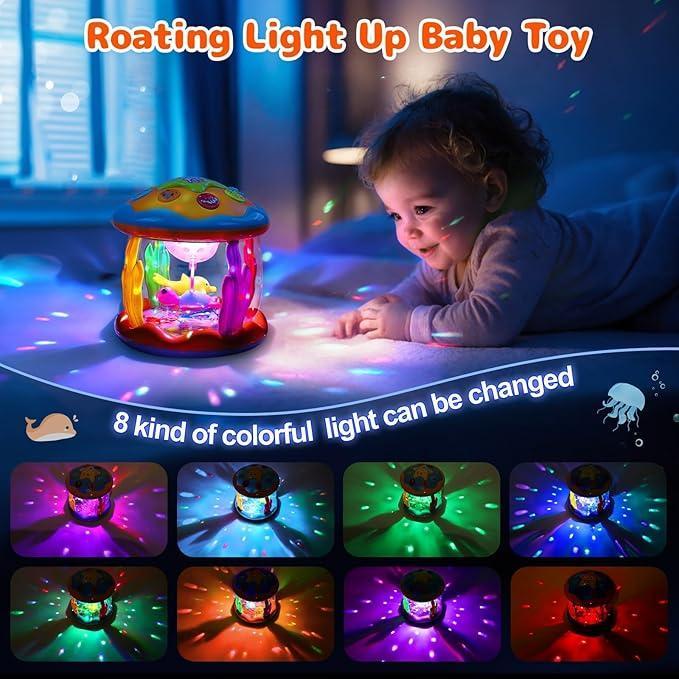 🔥Big Promotion 49% OFF💥Baby Musical Light Up Toys 6-36 Months, Tummy Time Ocean Projector Rotating