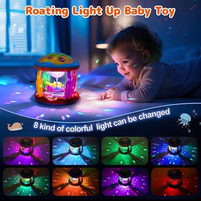 🔥Big Promotion 49% OFF💥Baby Musical Light Up Toys 6-36 Months, Tummy Time Ocean Projector Rotating