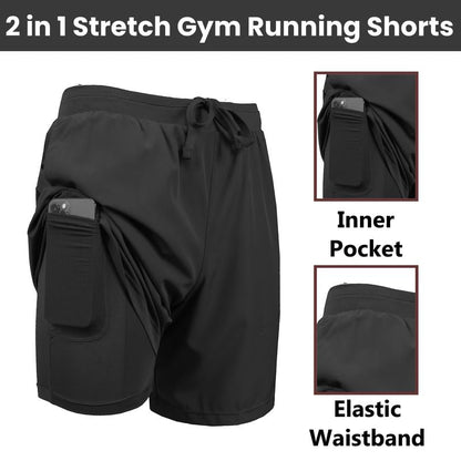 🔥Big Promotion 49% OFF💥Men's 2 in 1 Stretch Active Quick Dry Gym Running Shorts With Liner