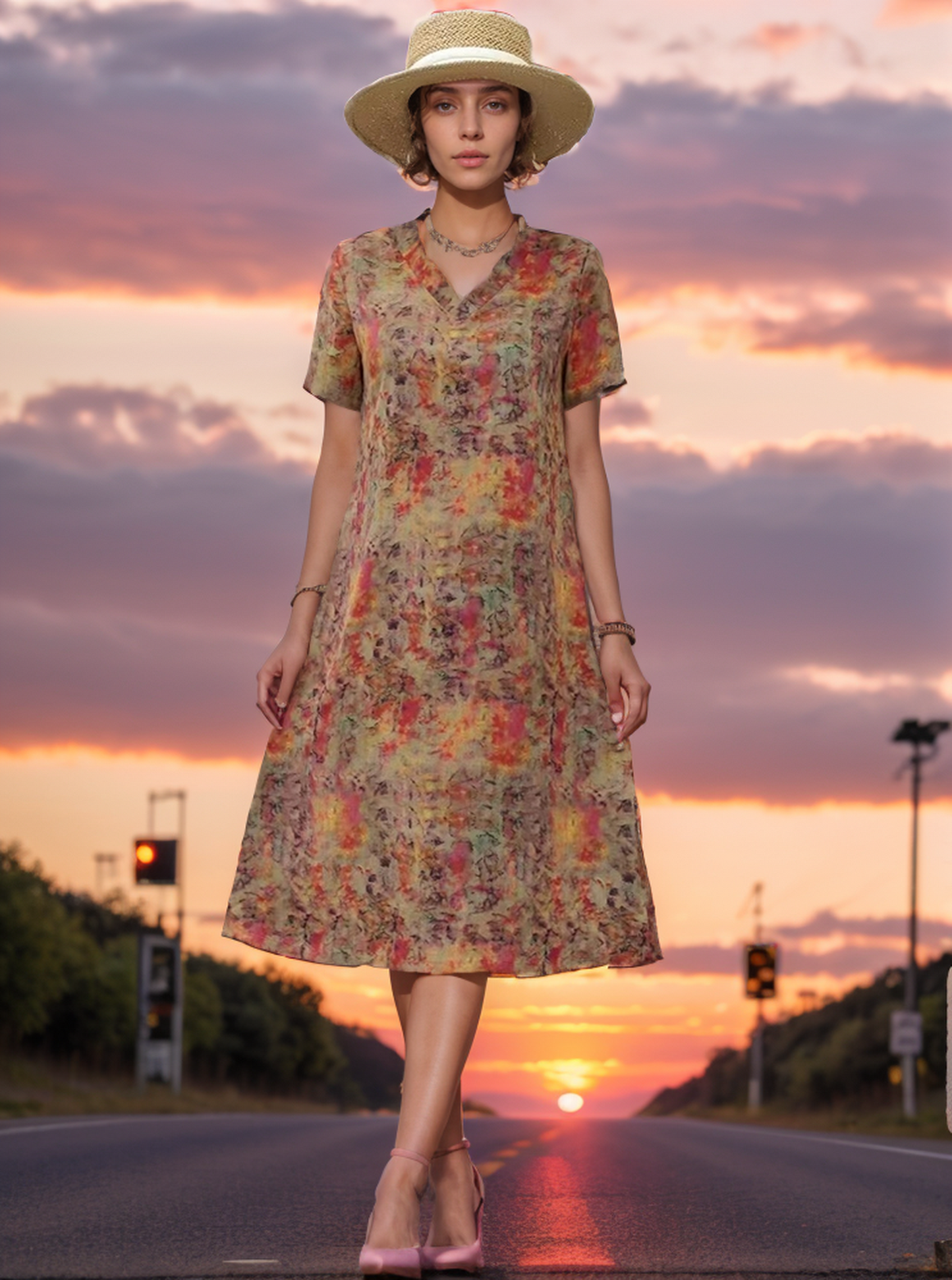 Elegant oil painting style dress