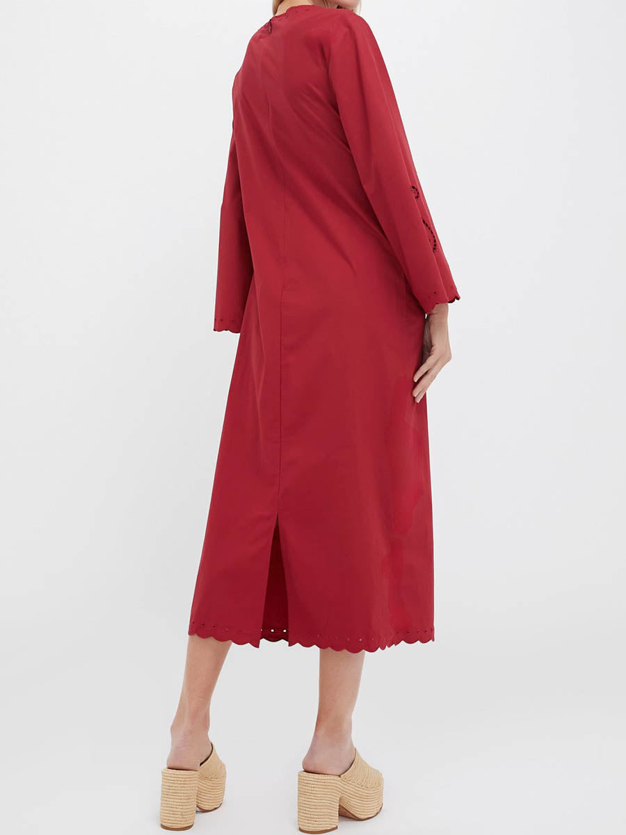 Embroidered Cutout Scalloped Hem Maxi Dress
