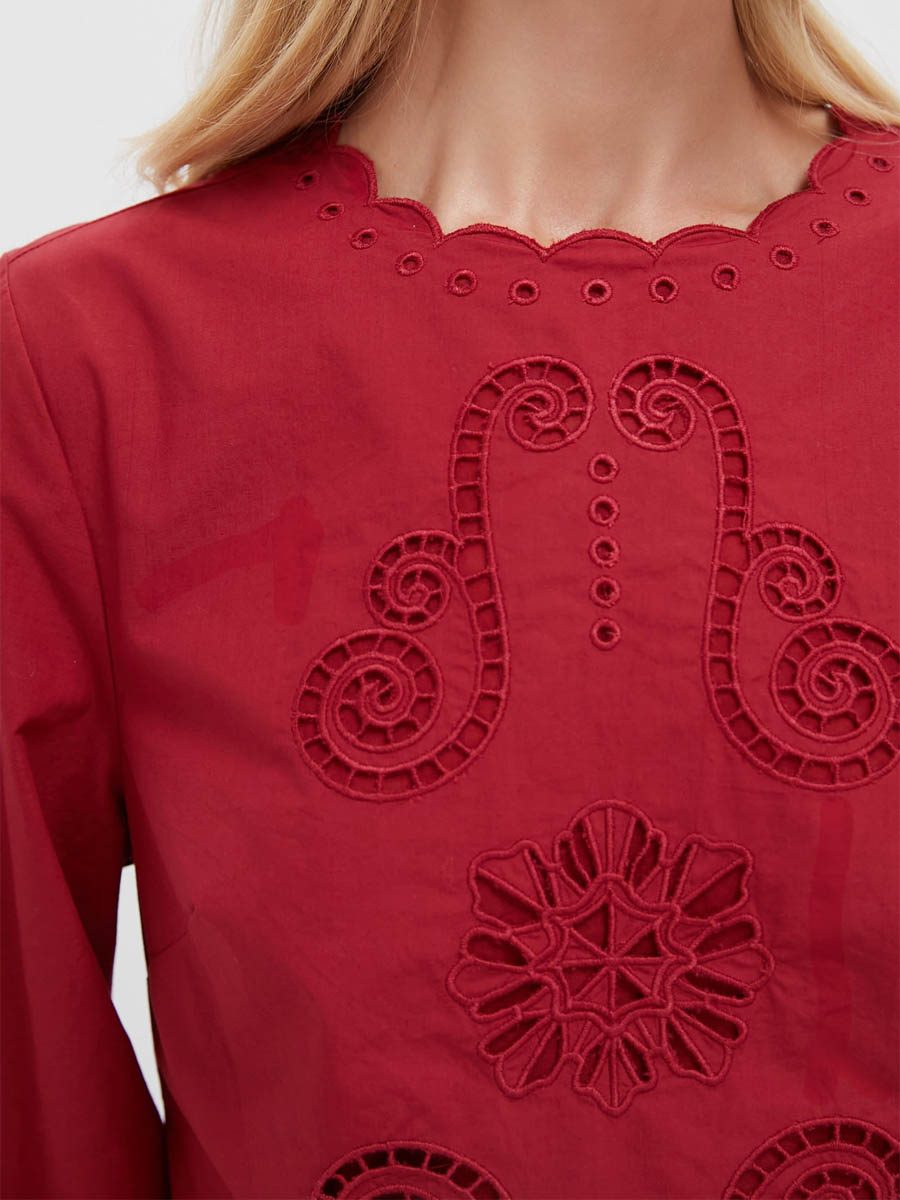 Embroidered Cutout Scalloped Hem Maxi Dress