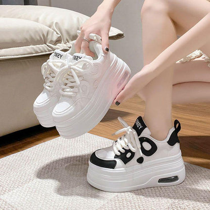 Leather thick-soled arch support women's sneakers