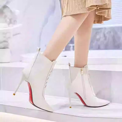 Women's pointed leather high heels