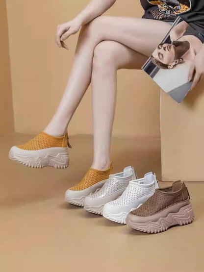 Arch support hollow breathable elastic casual shoes