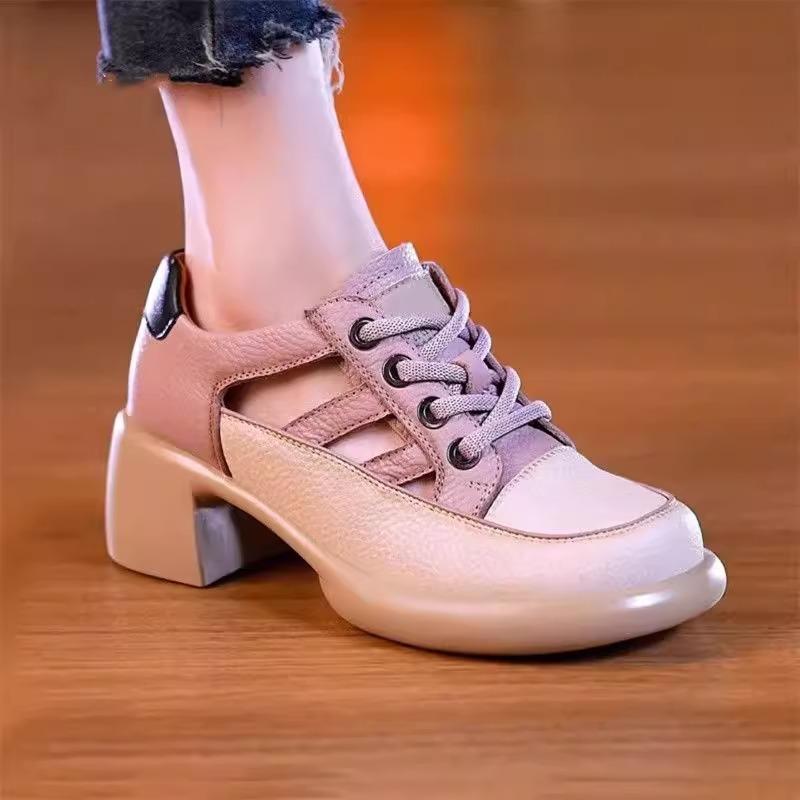 Casual hollow thick heel low heel women's sandals