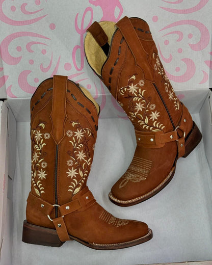 Fashionable retro Martin boots with pattern embroidery mid-calf boots