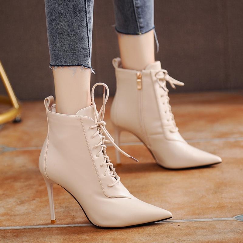 Women's pointed leather high heels