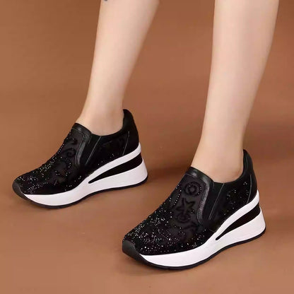 Arch support spinning rhinestone casual shoes