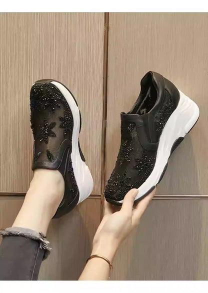 Spun flower hot rhinestone pattern casual shoes