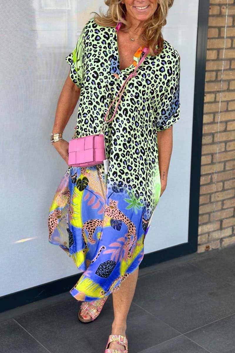 Colorful leopard print dress