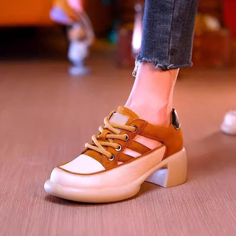 Casual hollow thick heel low heel women's sandals